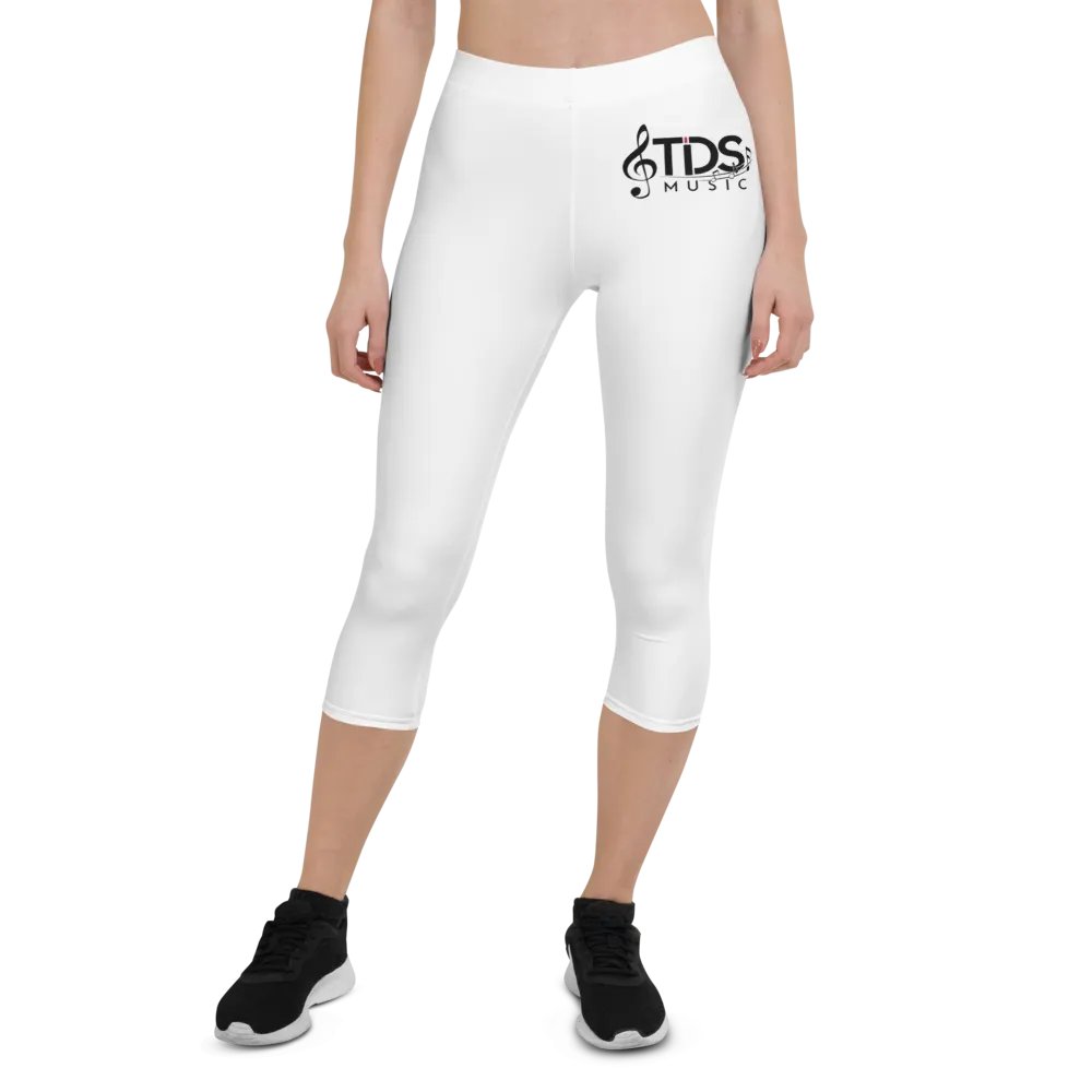 TDS Music Women's Capri Leggings - White with Musical Note Logo product image (3)