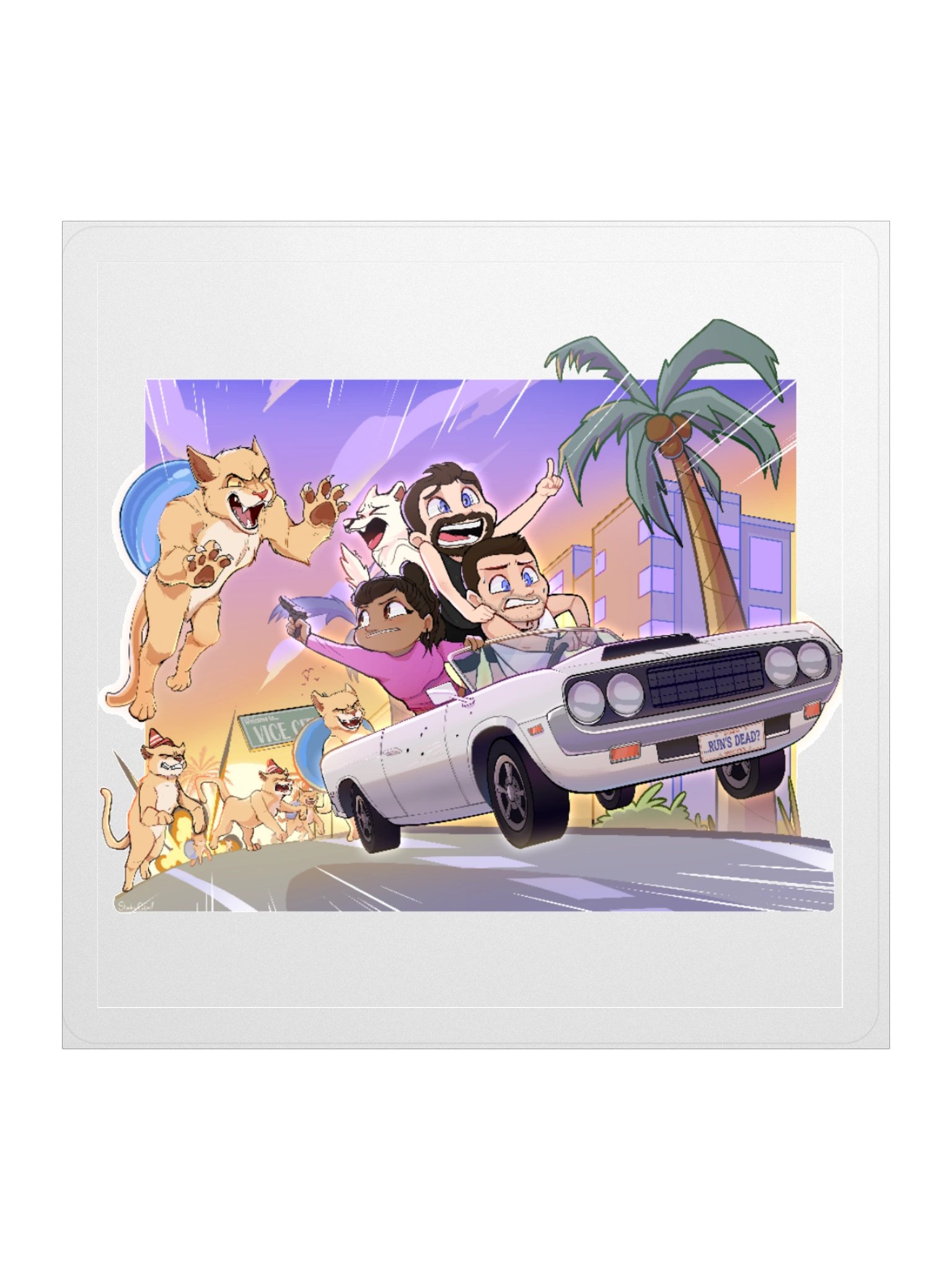 Cat-astrophic Fur-ocius Purrsuit Sticker product image (1)