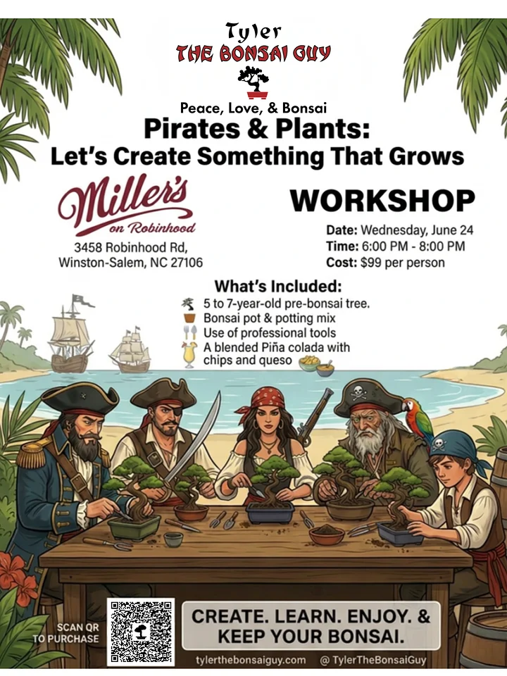 Pirates & Plants: Caribbean Bonsai Workshop Ticket (Miller's on Robinhood) product image (1)