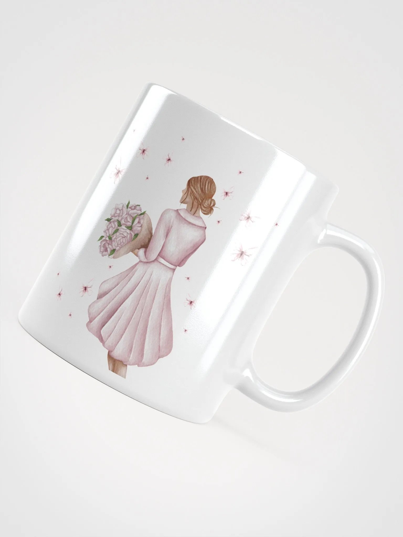 Woman Surrounded By Butterflies White Mug product image (10)