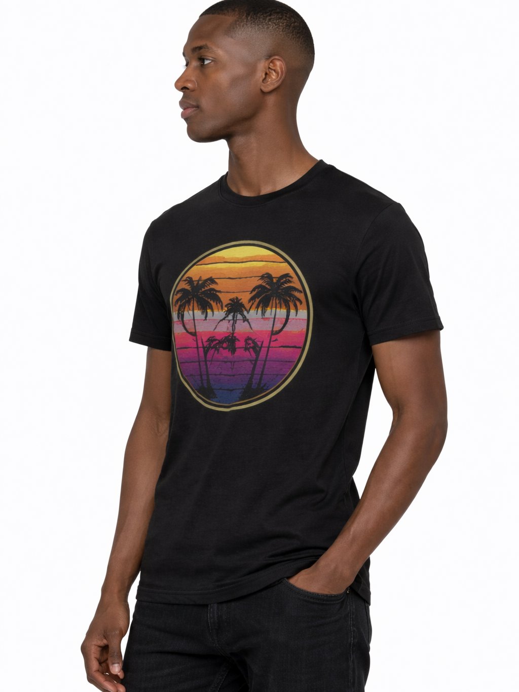 Premium Retro Sunset T-Shirt for men | Vintage Palm Tree Aesthetic Tee product image (4)
