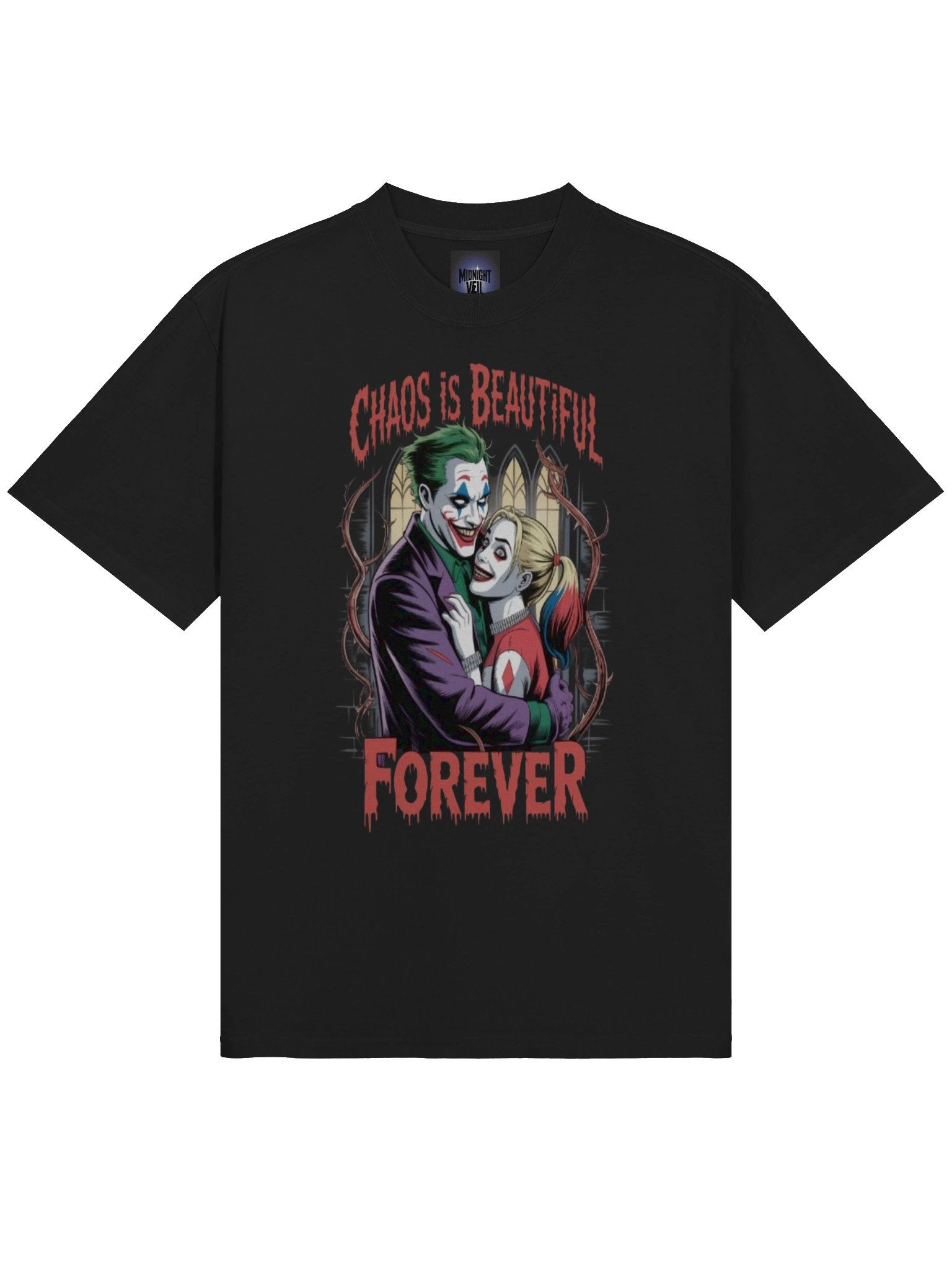Joker & Harley Quinn 'Chaos is Beautiful Forever' Oversized Faded T-Shirt product image (5)