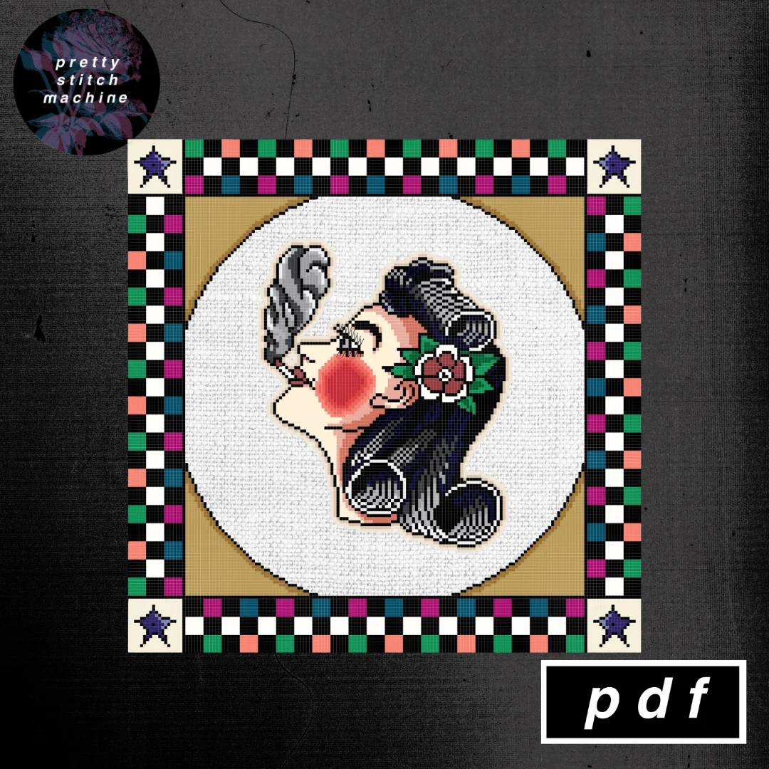 Bert Grimm Smoking Lady Head with Folk Art Frame Pattern product image (2)