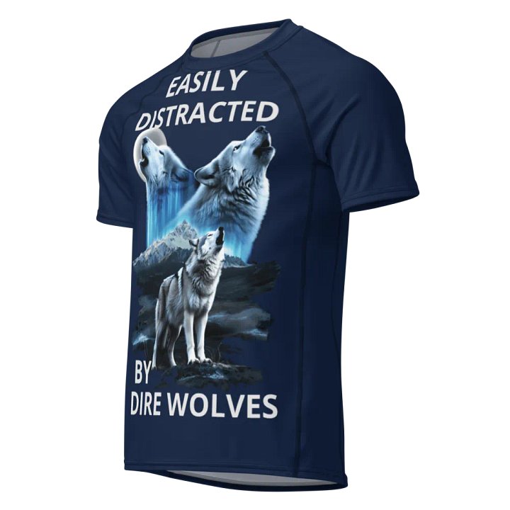 Easily Distracted by Dire Wolves Eco-Friendly Men's Rash Guard product image (1)