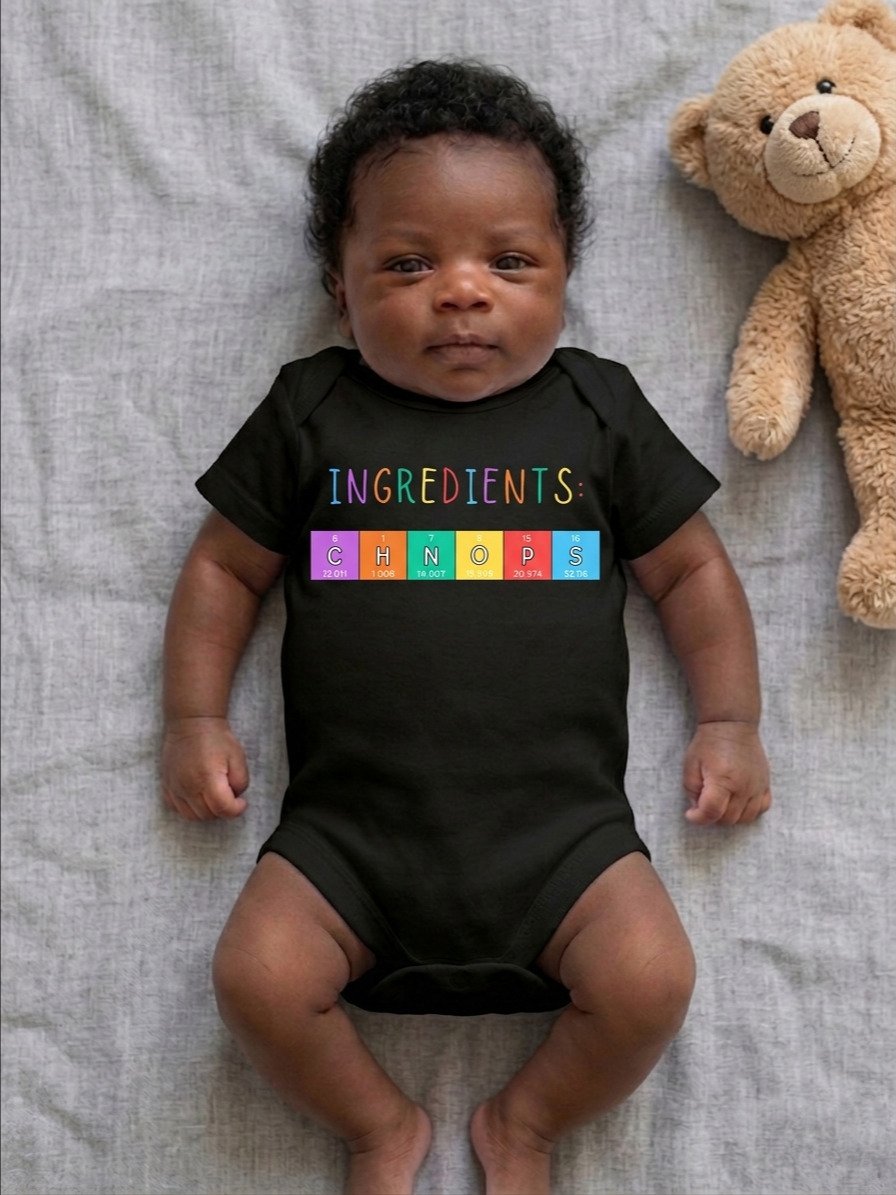 CHNOPS Elements of Life - Science Baby Onesie in Black product image (2)