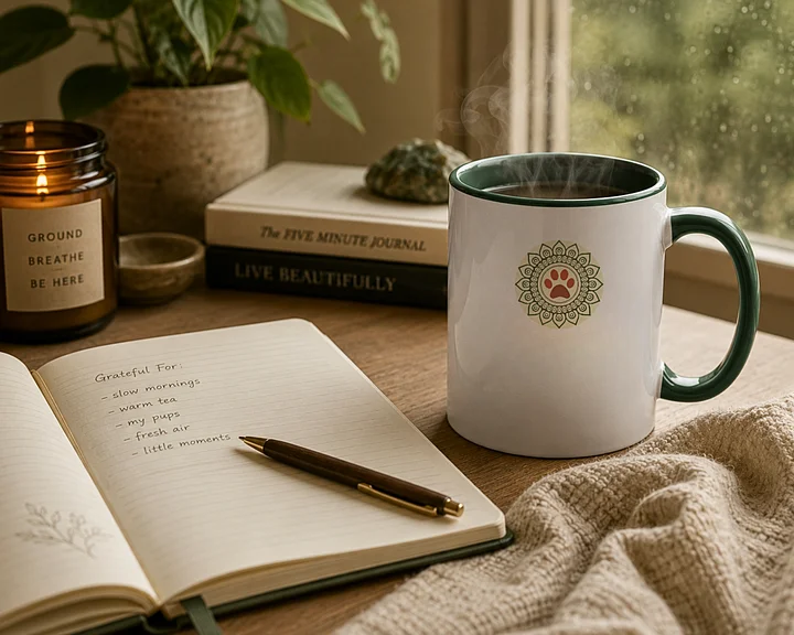 Paws & Reflect Mandala Paw Print Ceramic Meditation Mug - Fall Edition product image (1)
