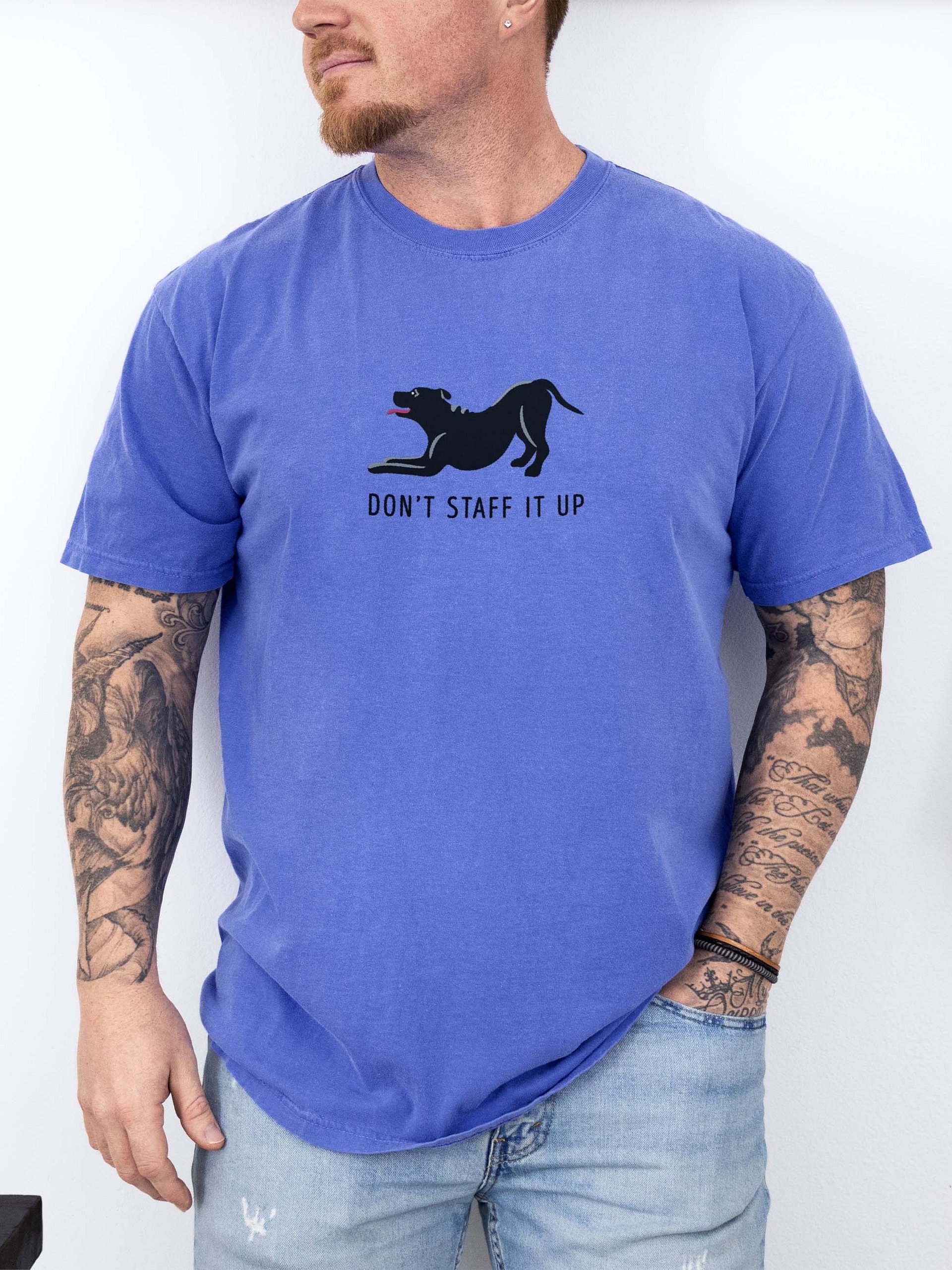 Don't Staff It Up T-Shirt(Embroidered) of a Staffordshire Terrier(Black) product image (2)