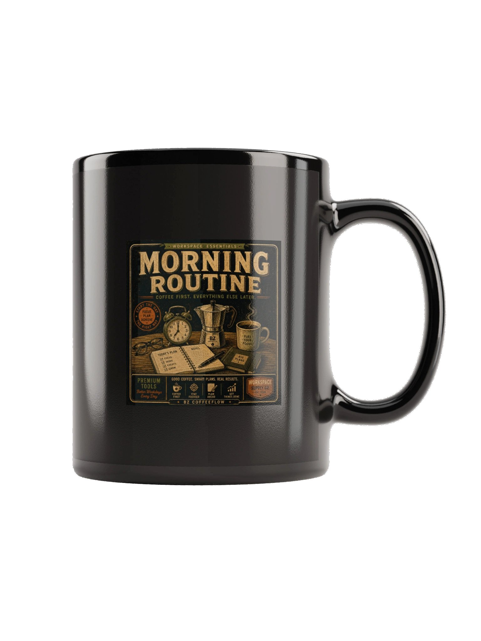 Morning Routine – Coffee & Productivity Metal Mug product image (6)