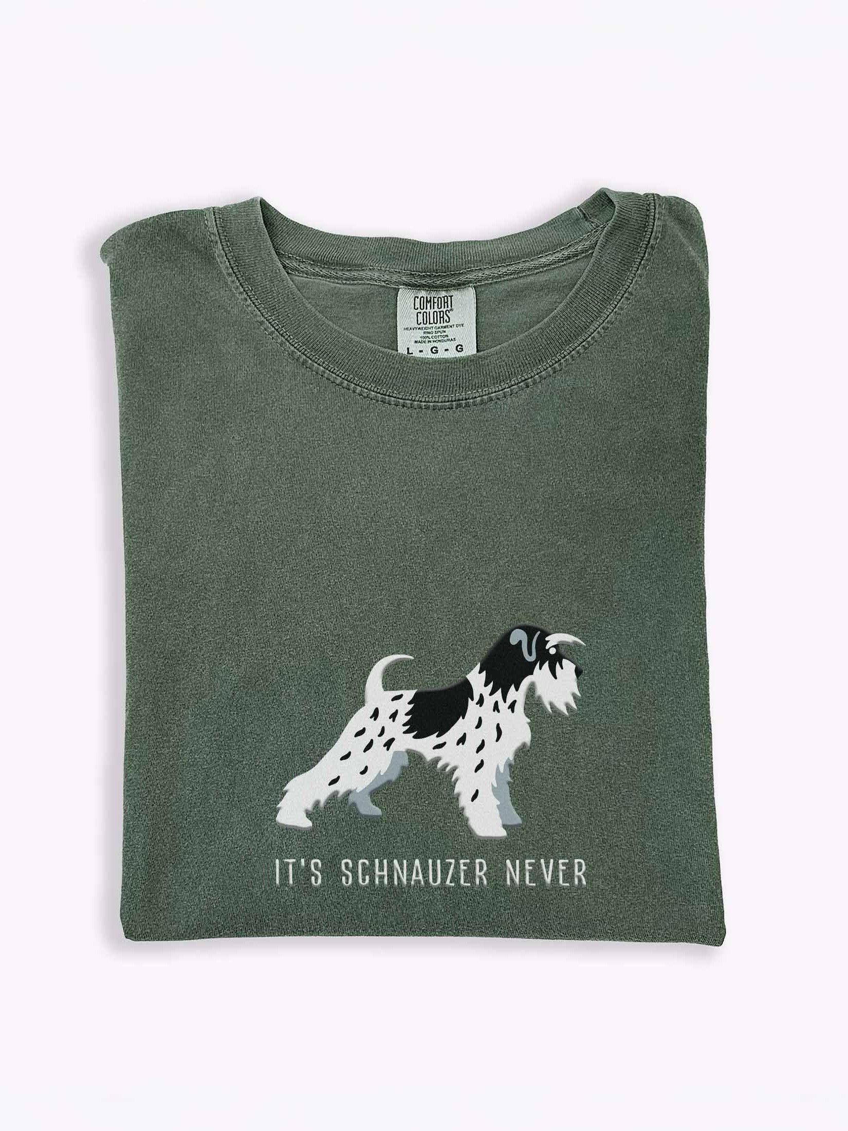 It's Schnauzer Never T-Shirt(Embroidered) of a Miniature Schnauzer(Parti, Black & White) product image (1)