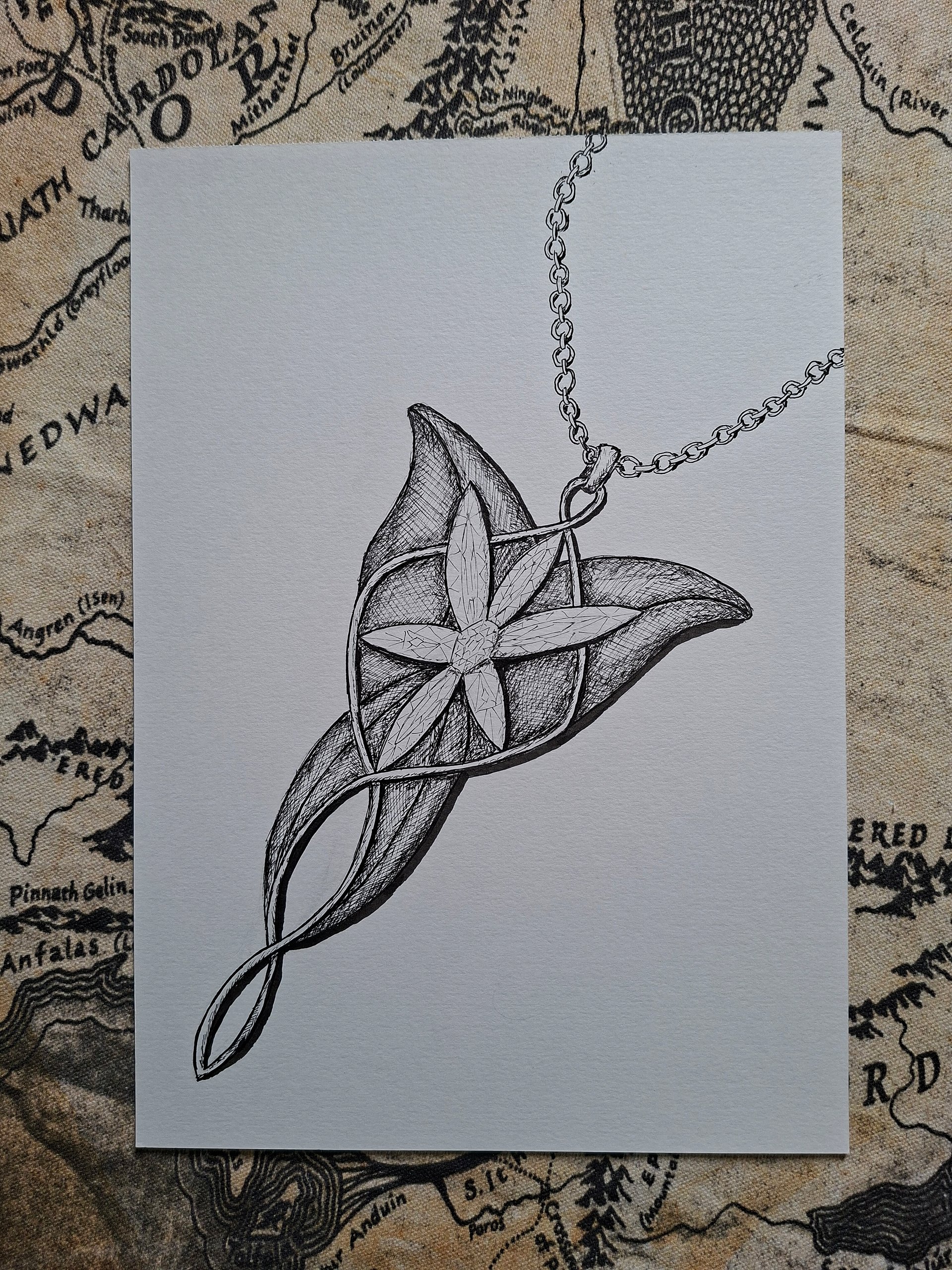 Elven Necklace Linework Sketch product image (1)