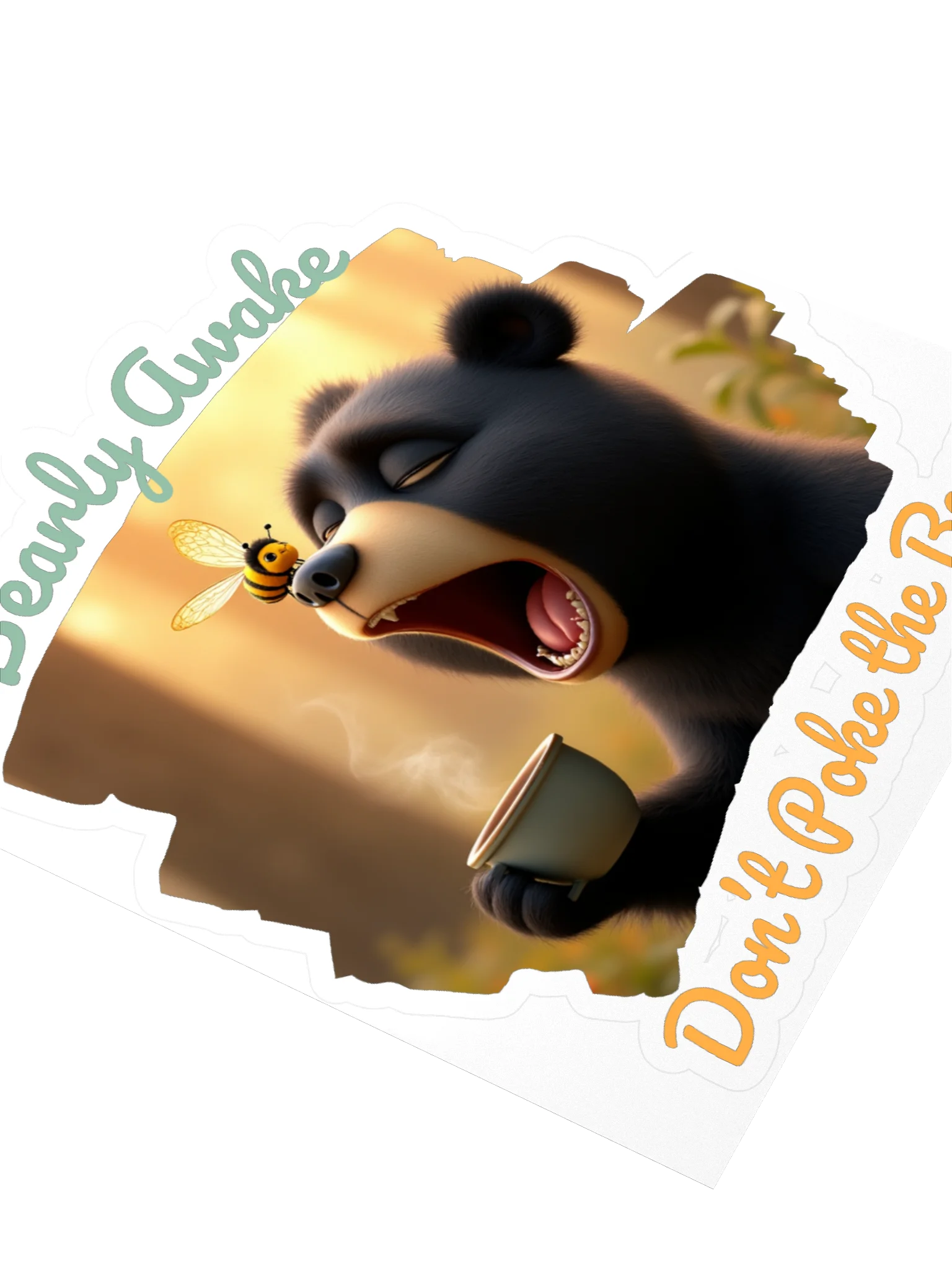 Bearly Awake Sticker – Funny Sleepy Bear & Coffee Sticker 🐻☕ product image (3)