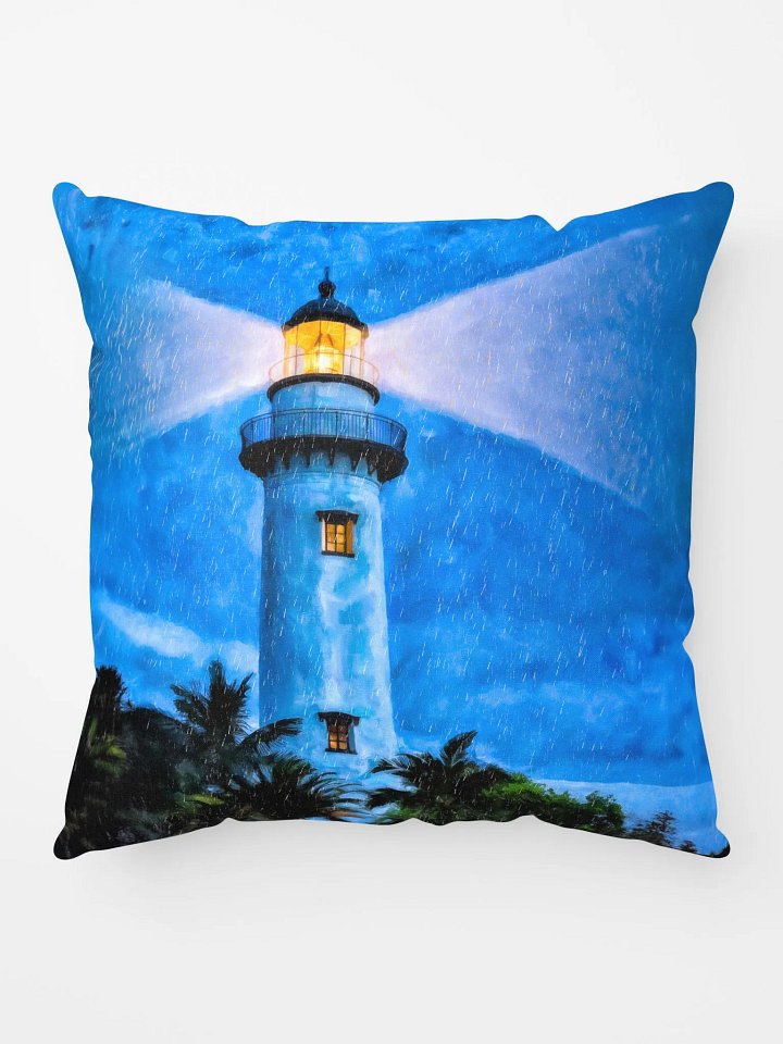 St Simons Island Lighthouse At Night – Georgia Throw Pillow product image (1)