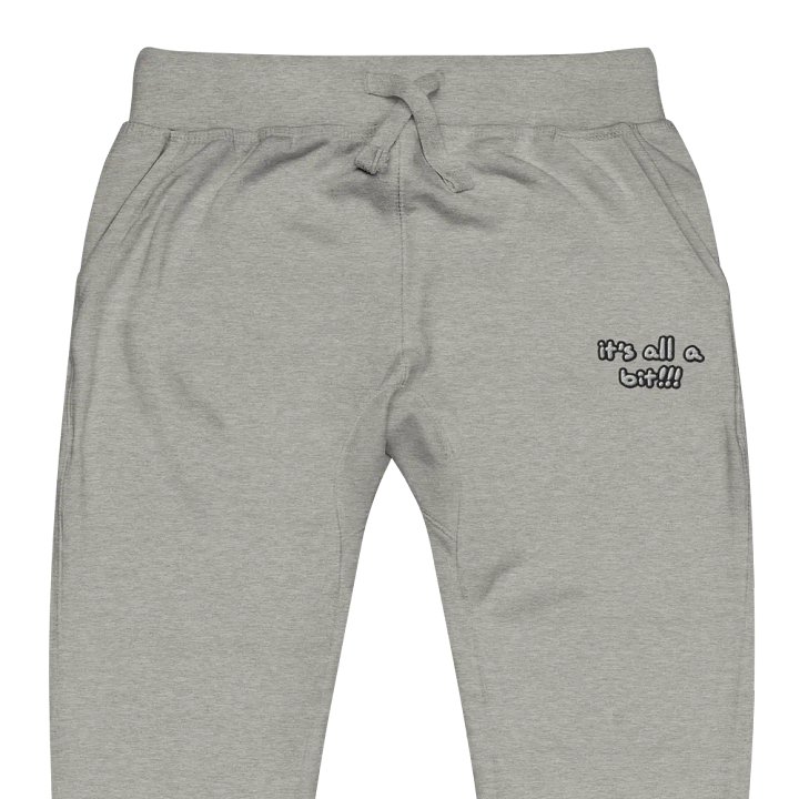 “It’s all a bit!!!” (lined design) embroidered fleece sweatpants product image (1)
