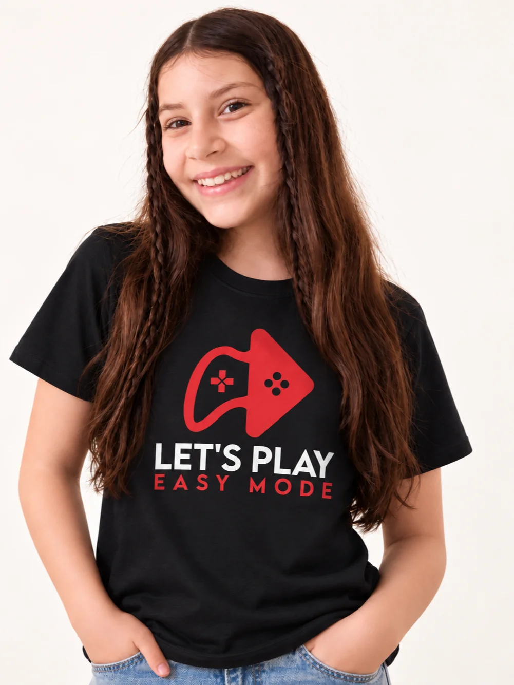 Let’s Play Easy Mode Youth Sports Tee – Black product image (2)