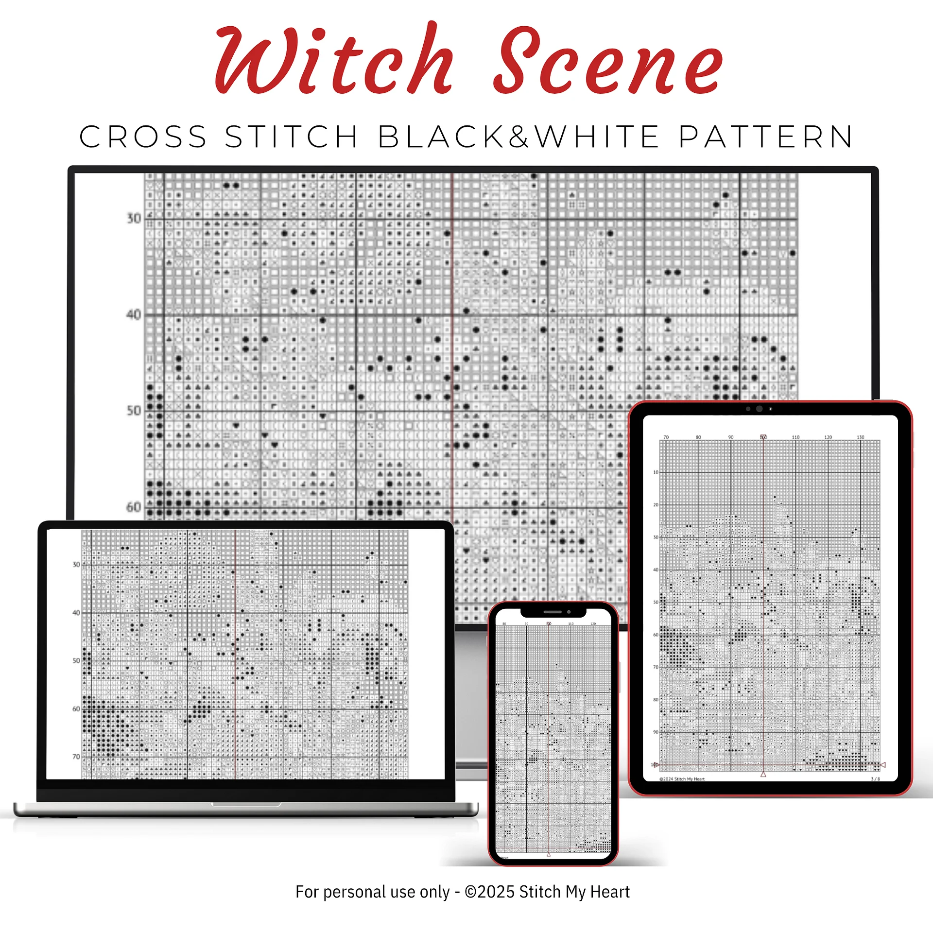 Purple Witch Cross Stitch Pattern product image (4)