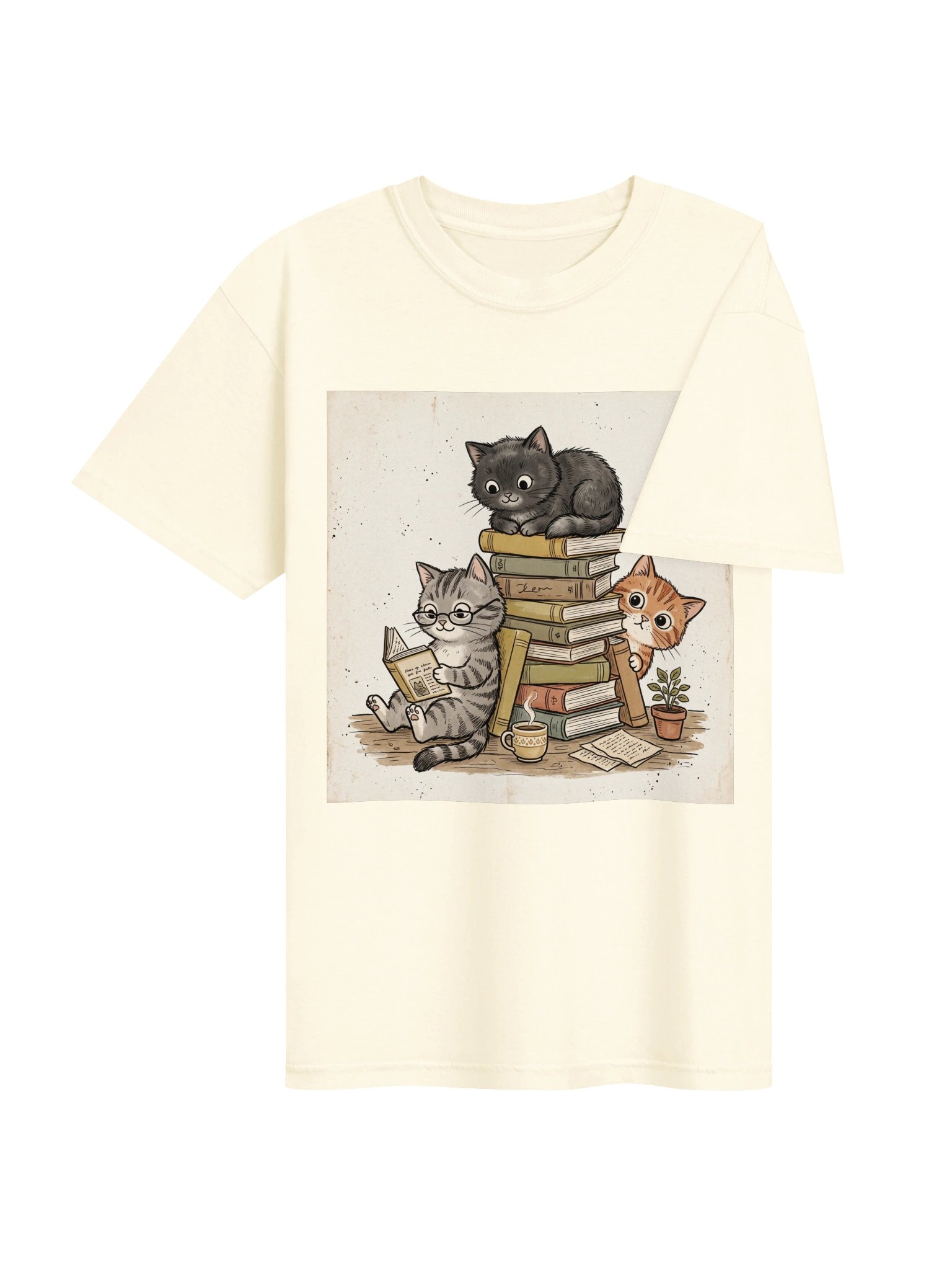 Cute Cat Reading Book T-Shirt | Vintage Book Lover & Cat Lover Shirt product image (4)
