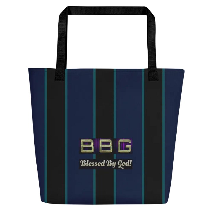 Purple and Black Striped BBG Tote Bag with Pocket product image (2)