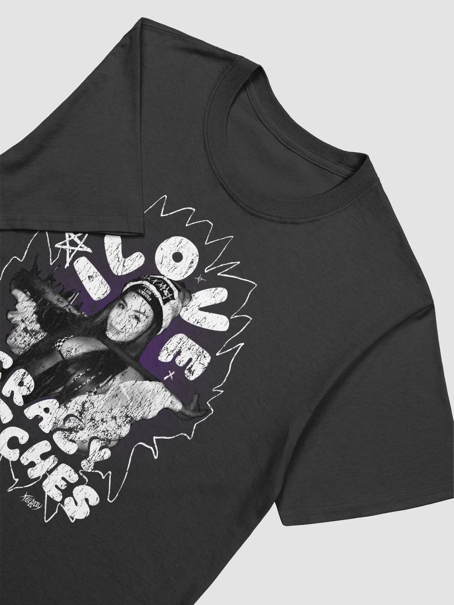 i love crazy bitches x-treme emo distressed n sad type black tee product image (1)