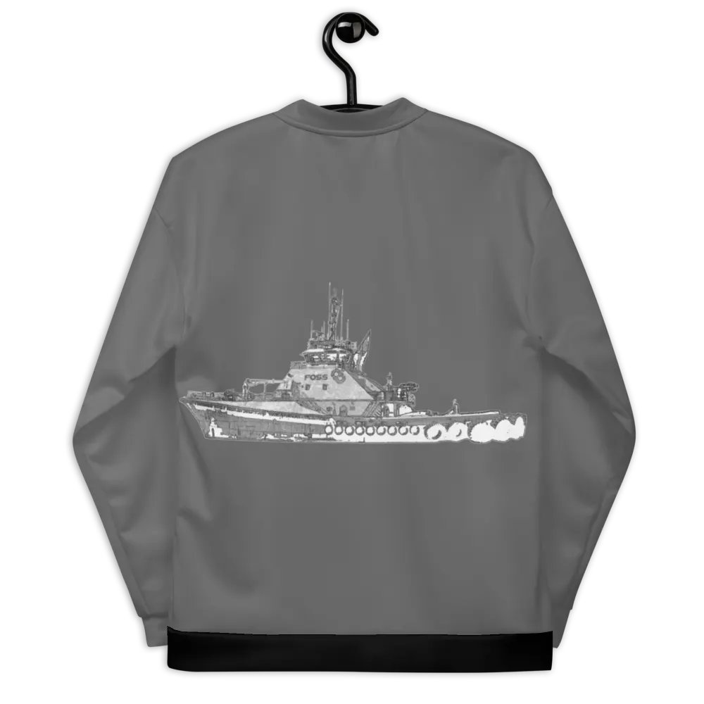Foss Tugboat Sketch Gray Bomber Jacket product image (8)