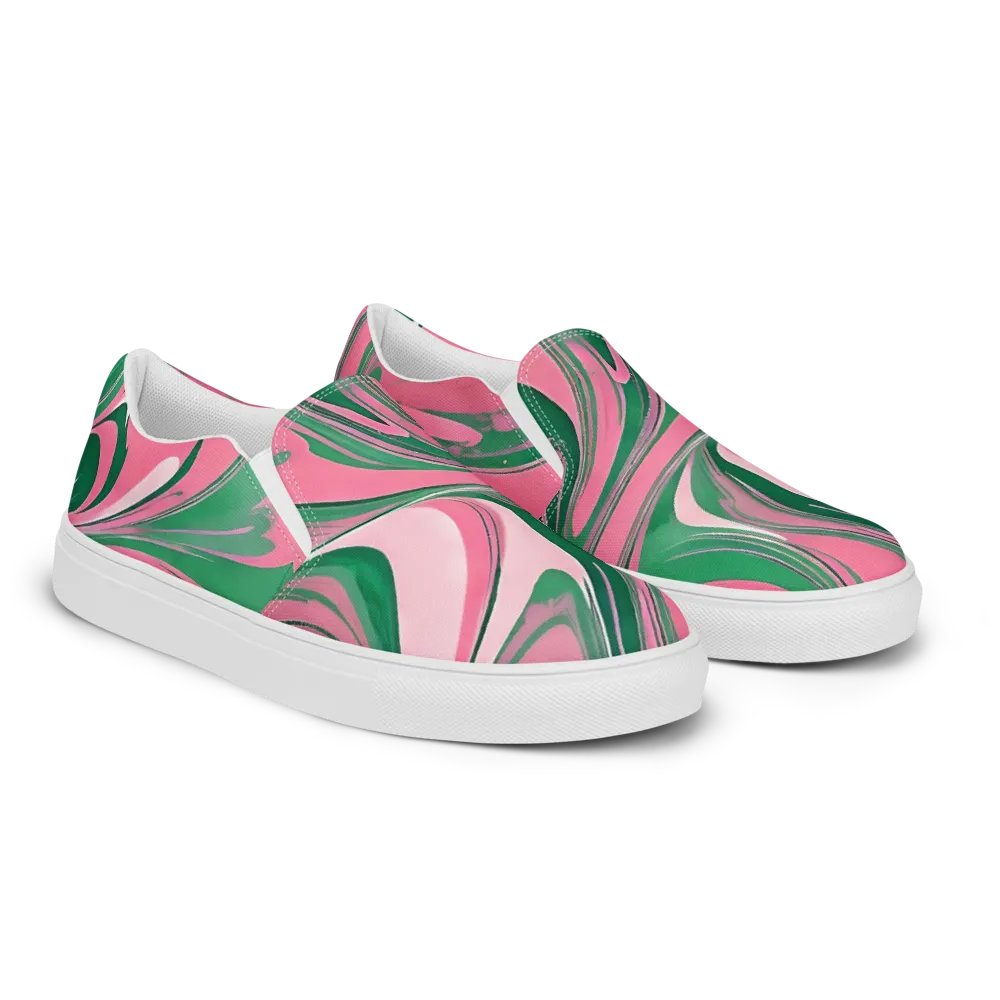 Oh So Pretty Pink & Green Painted Slip-On Shoes product image (1)