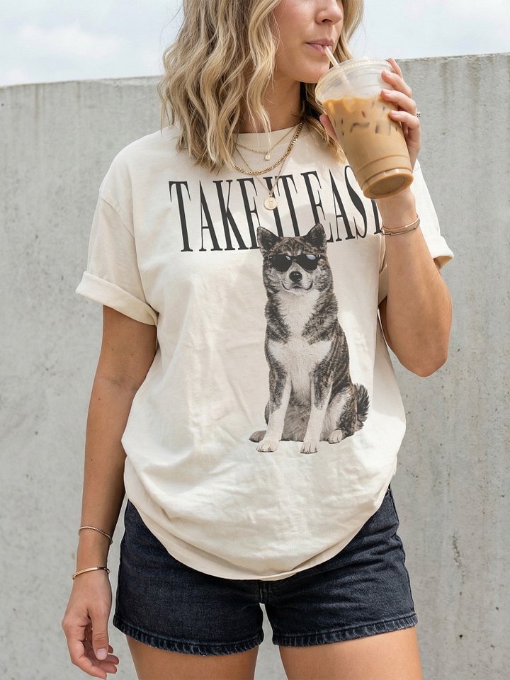 Take It Easy '90s Pop Vintage-Style T-Shirt for Japanese Akita(Brindle & White) Owners product image (2)