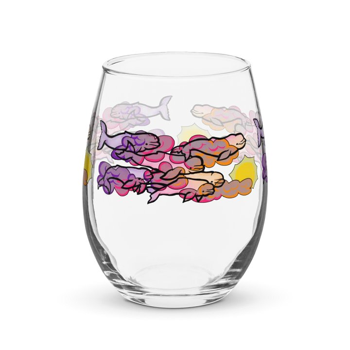 sunset beluga whales stemless wine glass product image (1)