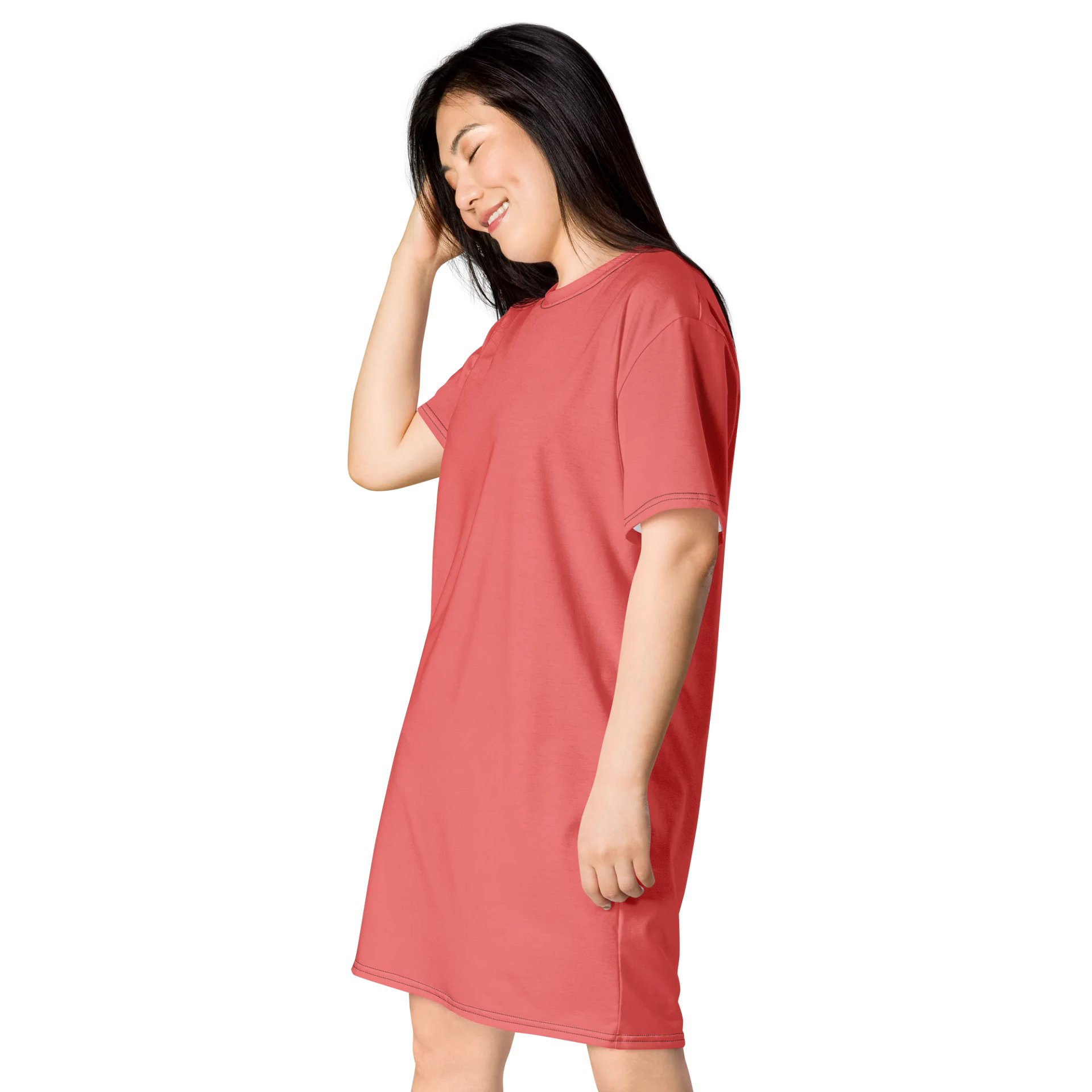 Salmon Oversized T-Shirt Dress | Stretchy Fabric | Casual or Formal Style | Sizes 2XS-6XL | Exclusive Design product image (3)