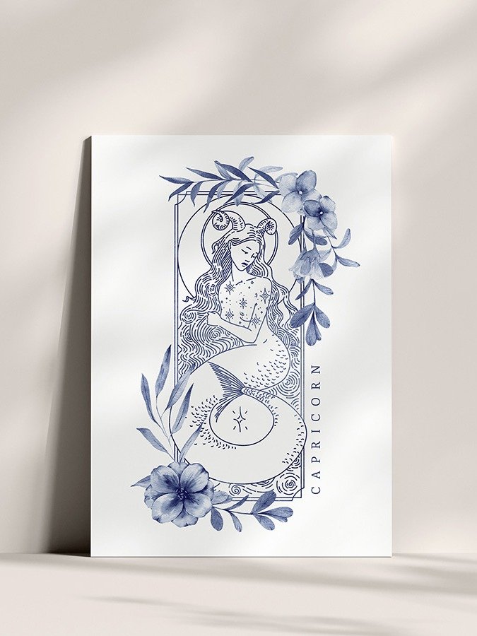 Capricorn Blue Line Art Zodiac Print product image (2)