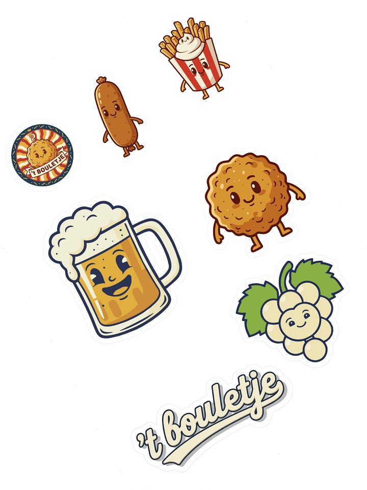 't Bouletje Sticker Sheet - Belgian Frituur Snack Art - Ghent Local Design product image (1)