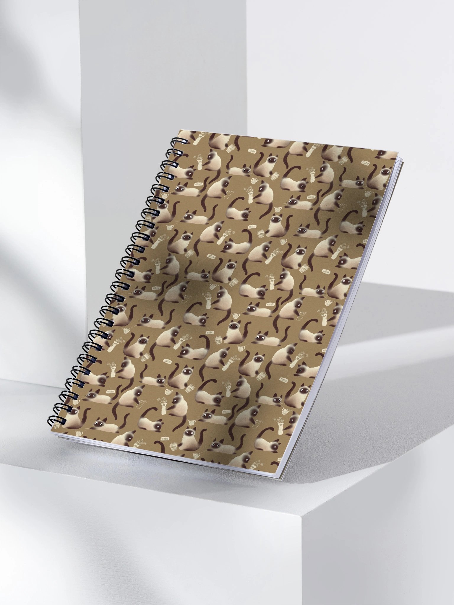 Bad Siamese Cats Knocking Stuff Over Pattern Notebook, Brown product image (3)