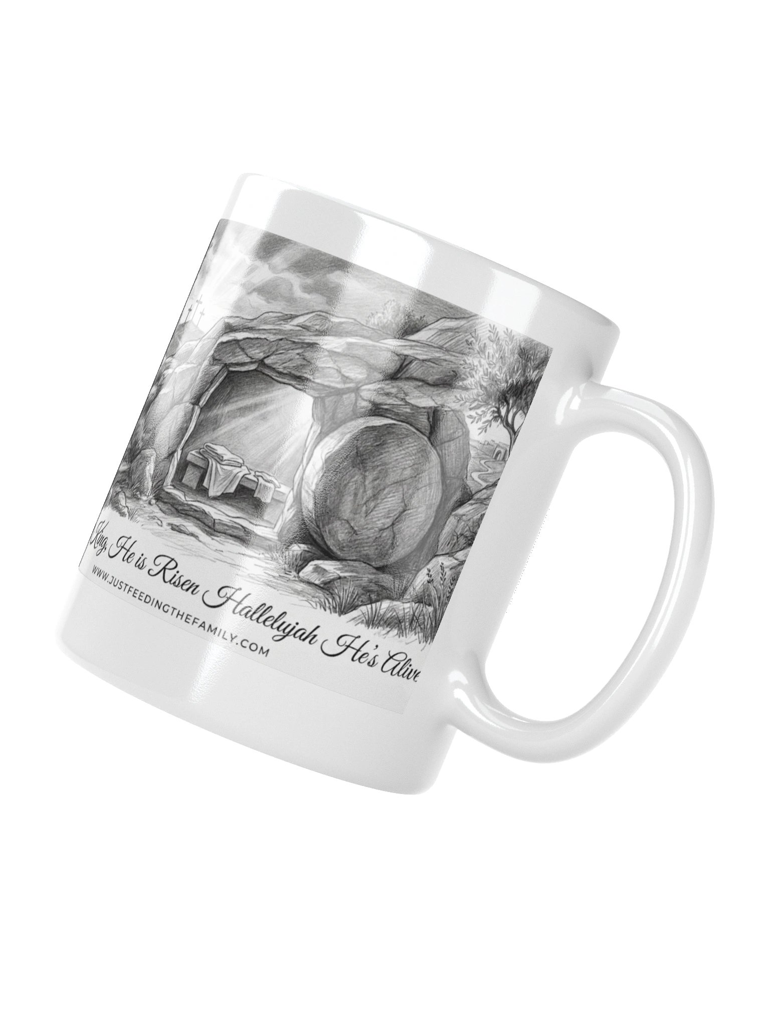 Praise the King "He Is Risen" Mug – Empty Tomb Christian Coffee Cup product image (4)