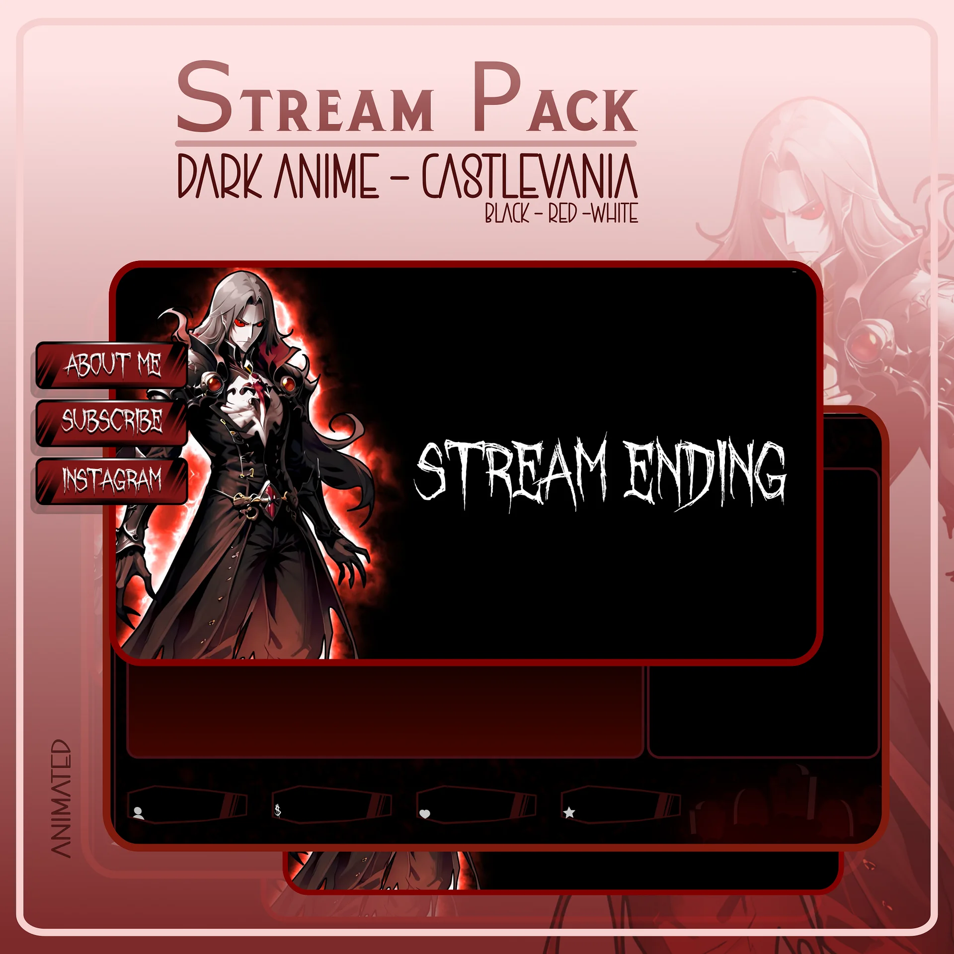 Vampire Stream Overlay Animated Pack | ThePurpleClouds