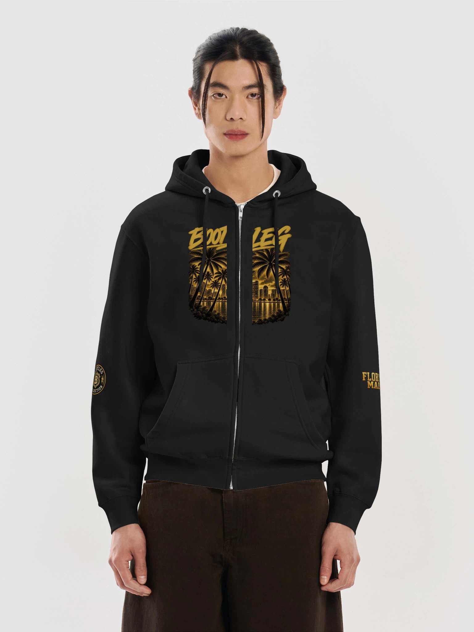 BOOTLEG Letterman Design Zip-Up Hoodie product image (5)