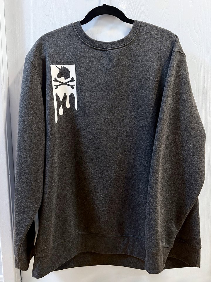 “UNICORN BONES” Varsity Font, Grey Crewneck Sweatshirt (Original Design) product image (2)