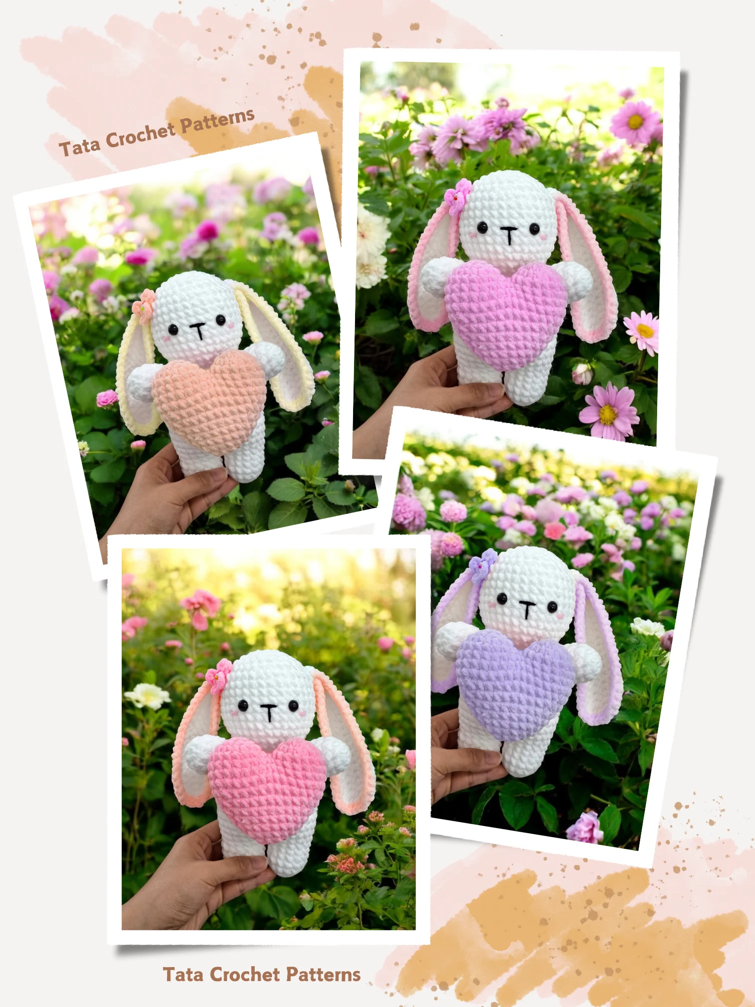 PDF Pattern -♡- Bear & Bunny Amigurumi Holding The Heart Crochet Pattern product image (8)