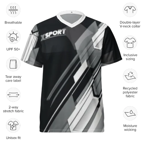 Esports Jersey Shirt Black Grey Geometric | Custom Gaming Team Jersey | Men’s Athletic Performance Tee | Sublimated Sports Top product image (4)