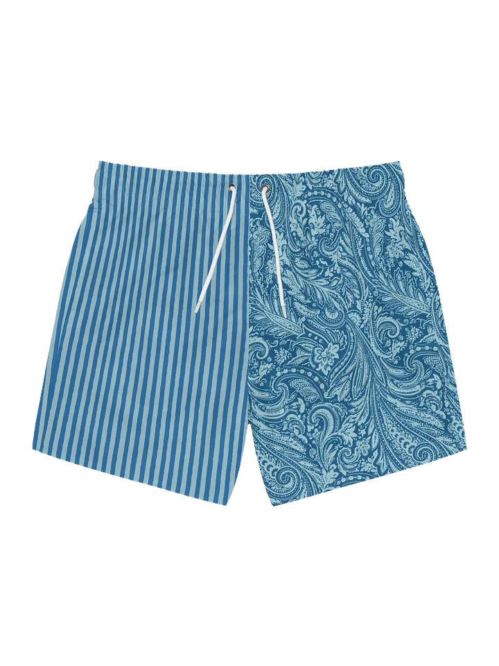 Ocean Blue Paisley and Stripes Swim Trunks product image (1)