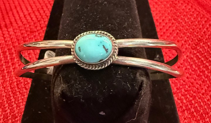 Artisan Dry Creek Turquoise Classic Navajo Stamped Cuff Bracelet product image (1)
