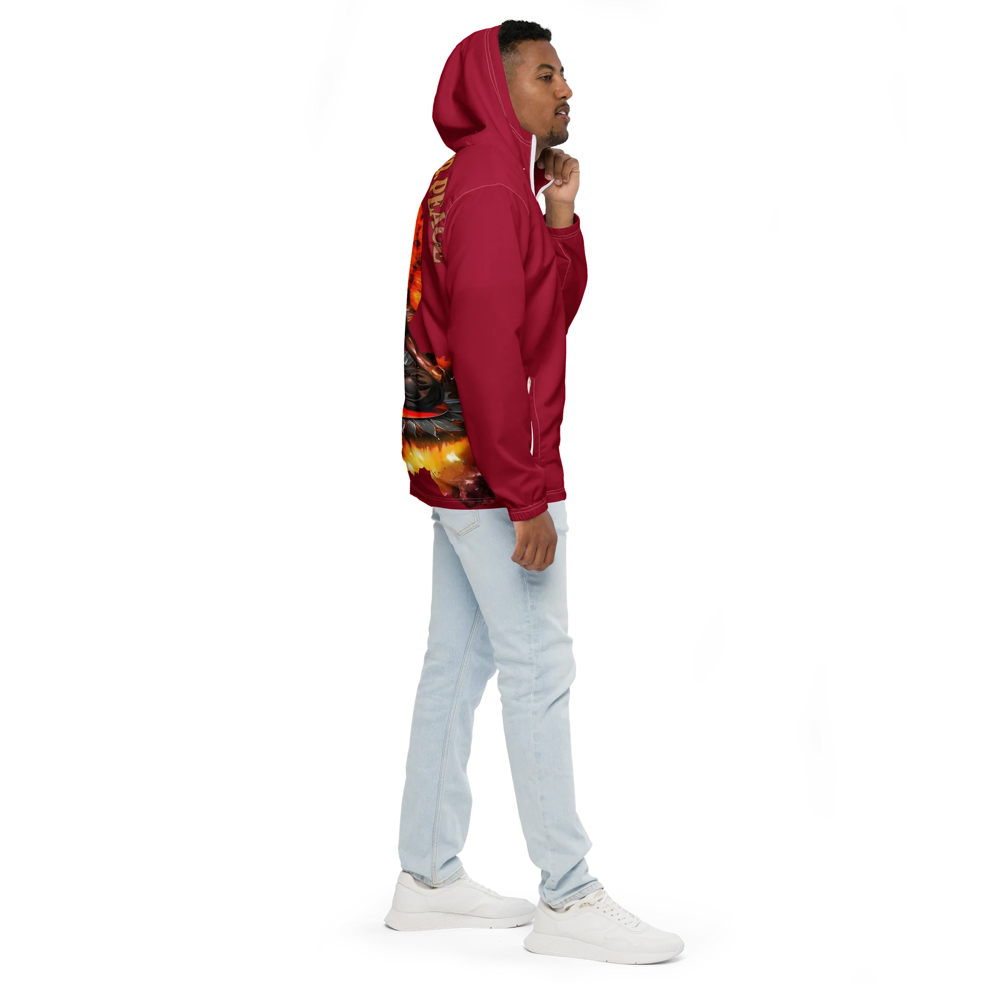 Crimson Protect Your Peace Painted Windbreaker product image (6)