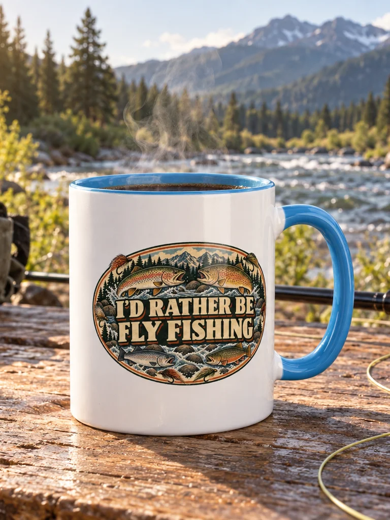 I’d Rather Be Fly Fishing Accent Mug – 11 oz & 15 oz product image (1)
