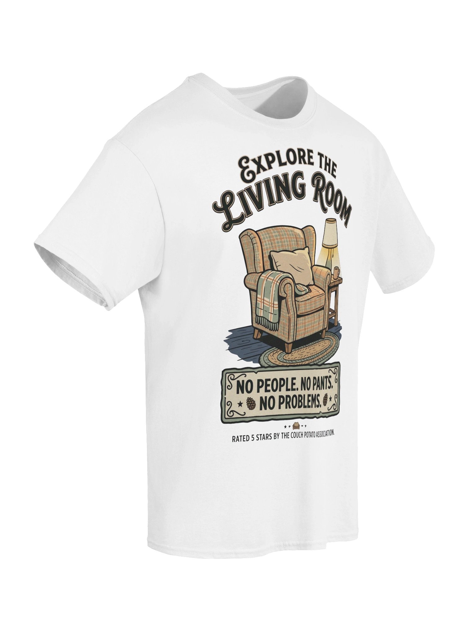 Funny Homebody "Explore The Living Room" Couch Potato T-Shirt product image (6)