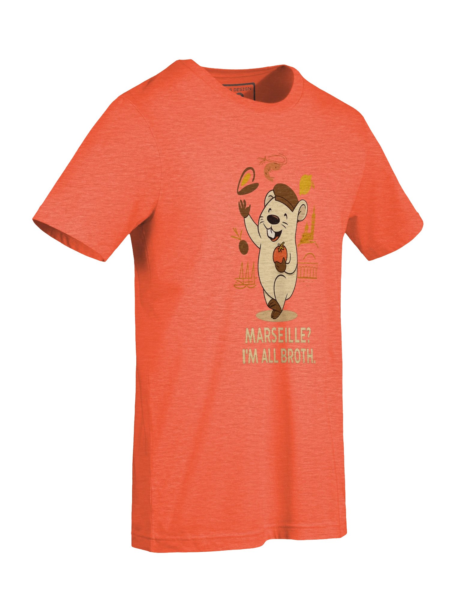 Funny Marseille Food Pun Shirt – Cute Beaver France Tee with Seafood Icons – “I’m All Broth” | art.4uand.me product image (9)
