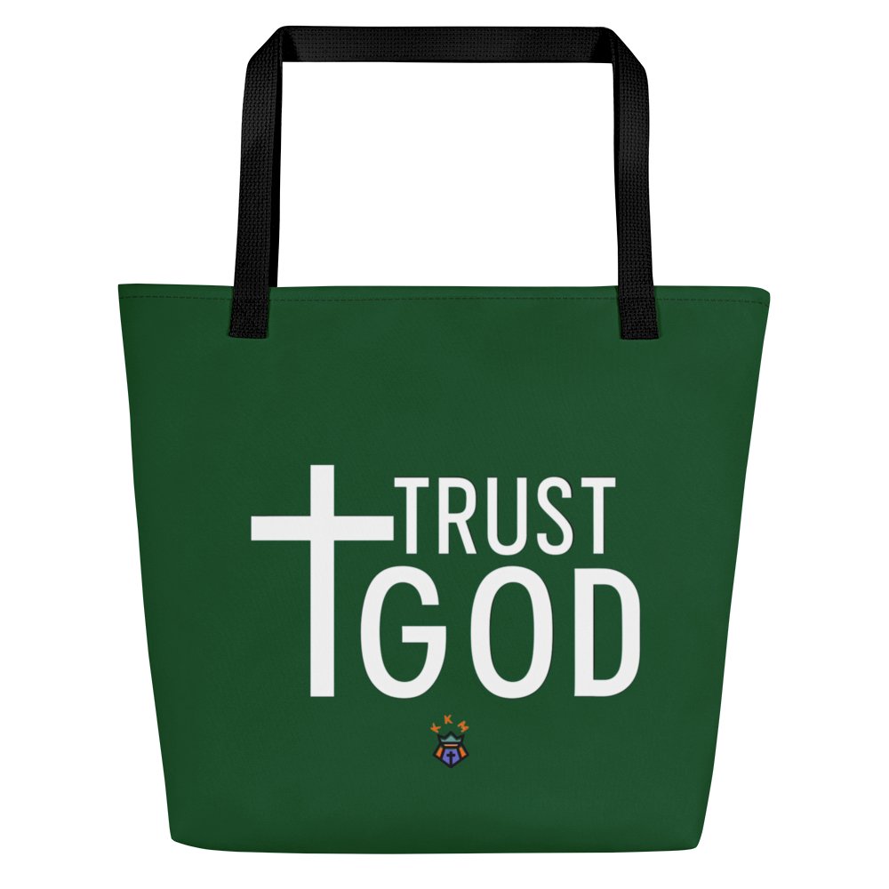 Trust God Tote Bag with Pocket - Green product image (3)