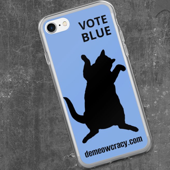 Vote Blue Dancing DeMeowcracy Cat iPhone Case - Light Blue product image (1)