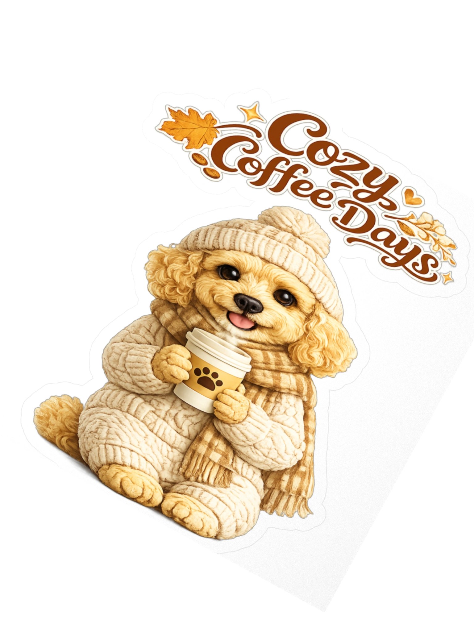 Cozy Coffee Days Dog Kiss Cut Sticker product image (2)