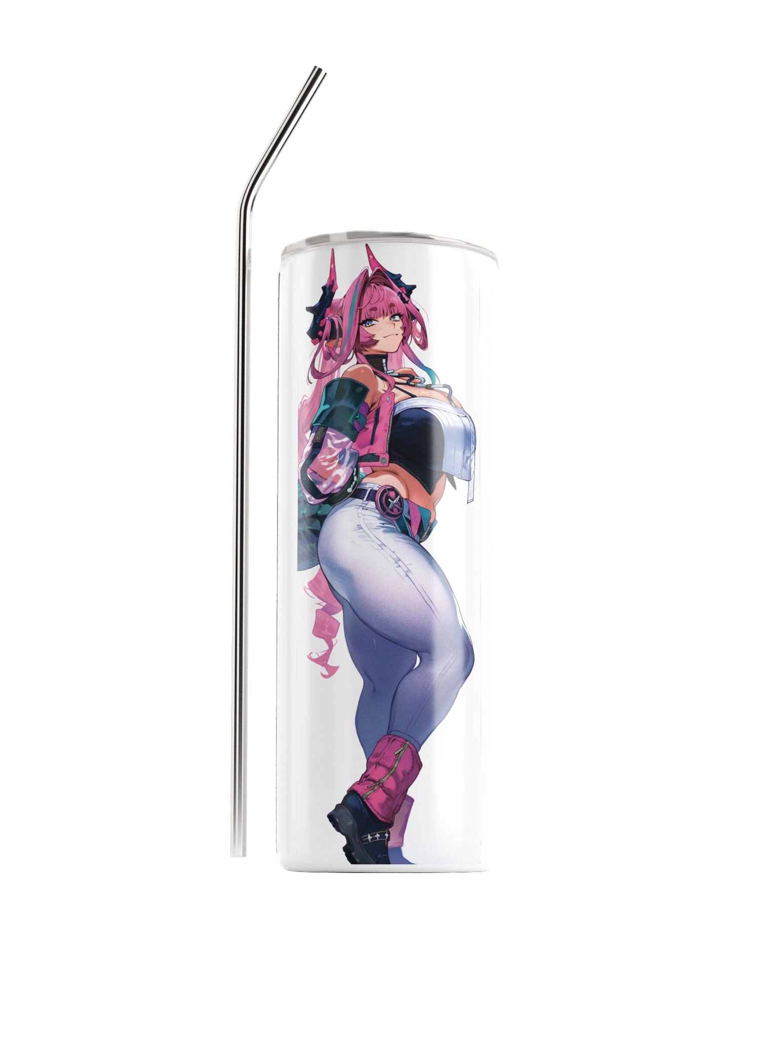 Pink Horn and Hair Girl Tumbler Bottle product image (1)
