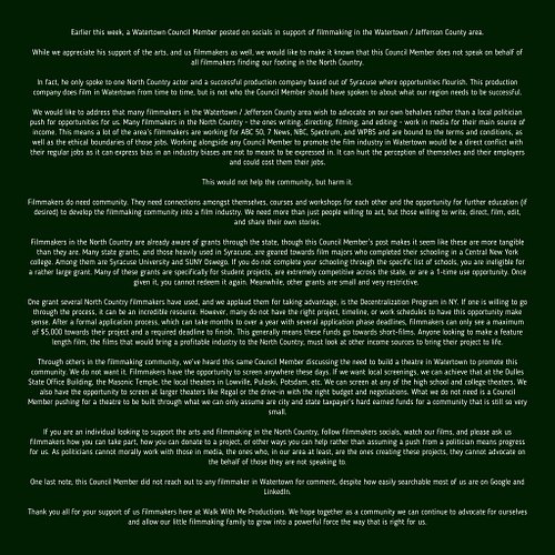 Please support North Country filmmakers the way that helps us best! Please read above: