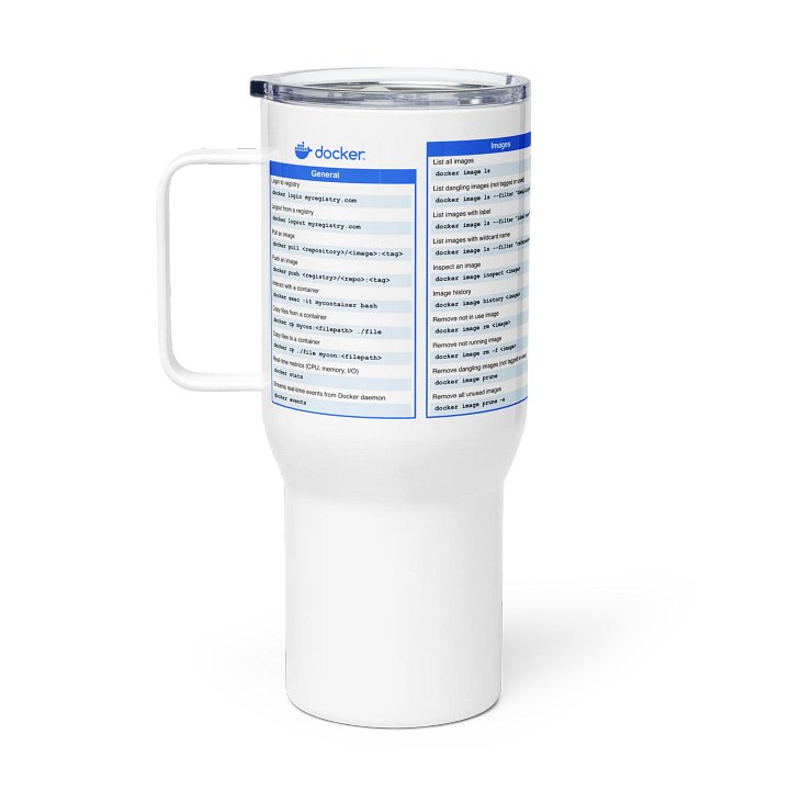 Docker Cheat Sheet Travel Mug product image (1)