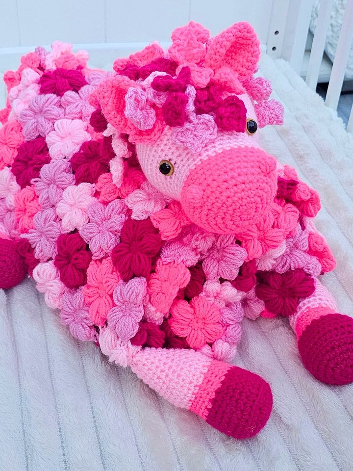 Pink Pony Baby Blanket Crochet Pattern | Folding Farm Horse Toy (PDF) product image (2)
