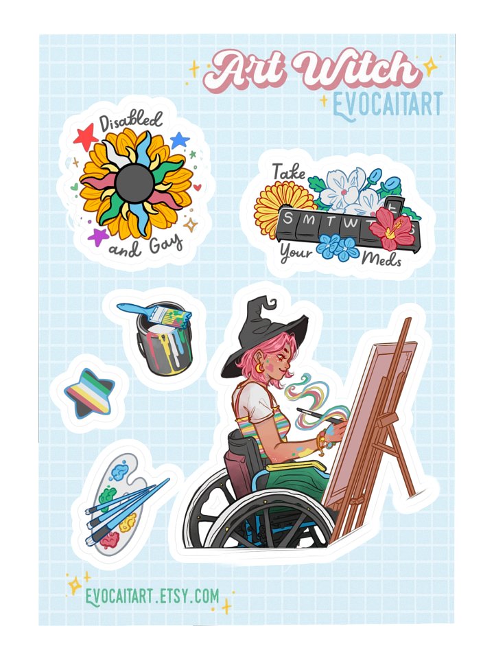 Disability Pride Flag Witch Stickers - Wheelchair Version product image (2)